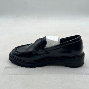Black Women's Closed Round Toe Slip On Penny Loafers Low Heel Casual Office Shoe
